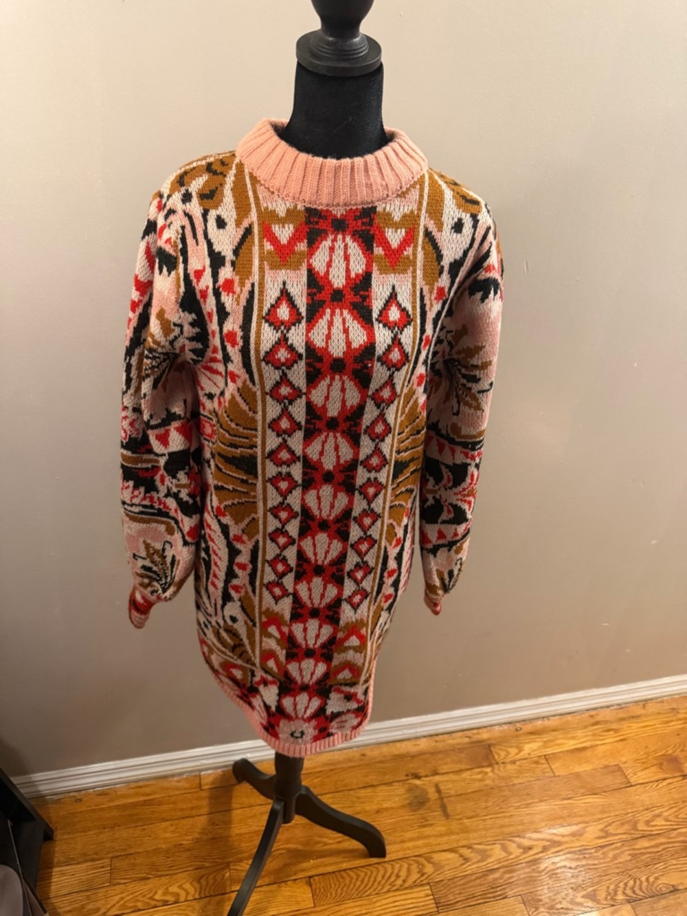 FARM Rio Pink and Red Patterned Midi Dress